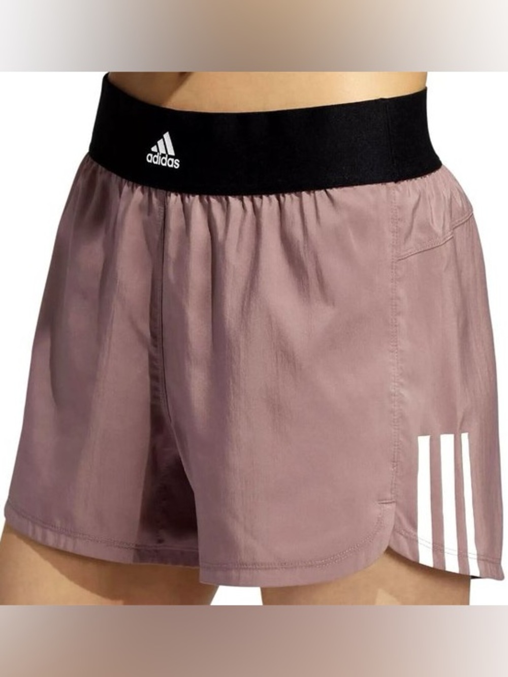 adidas Women Mauve Athletic Shorts with Black Waistband